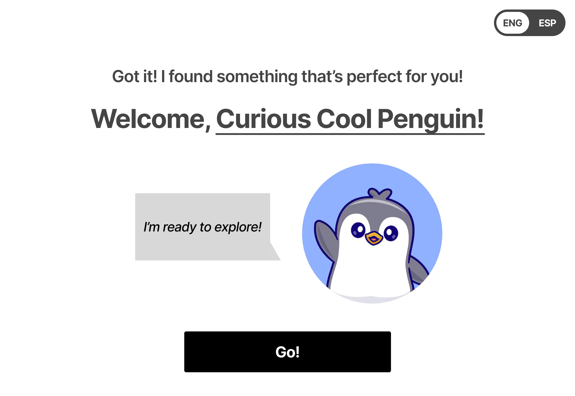 Mid-fi username result screen
