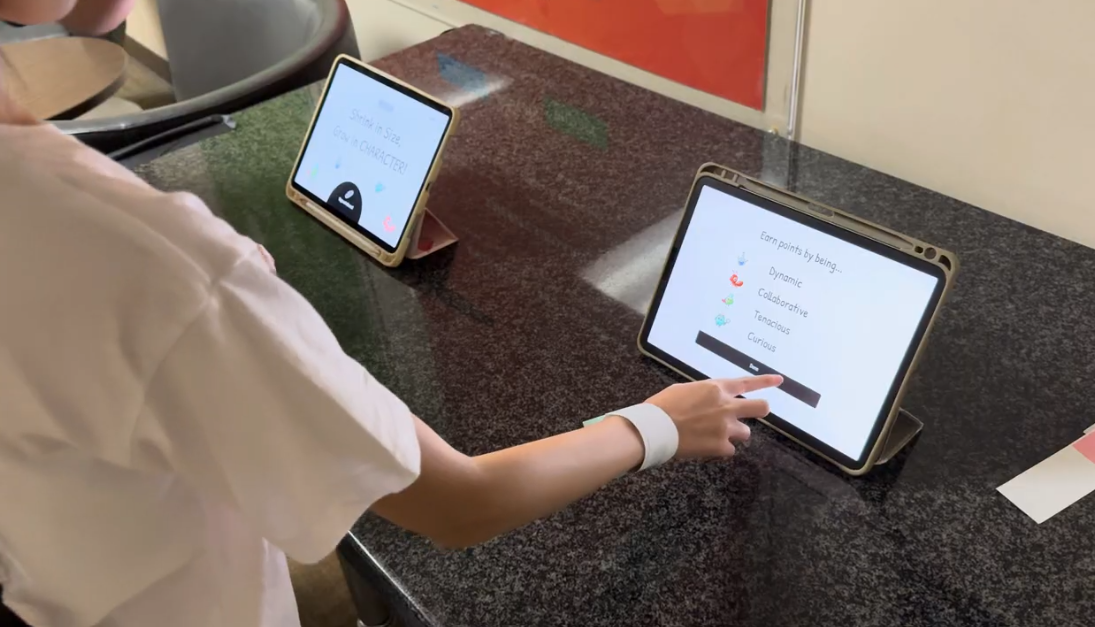 Tablet onboarding screens during user testing