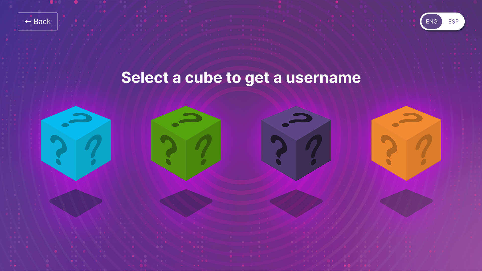 Selecting username screen